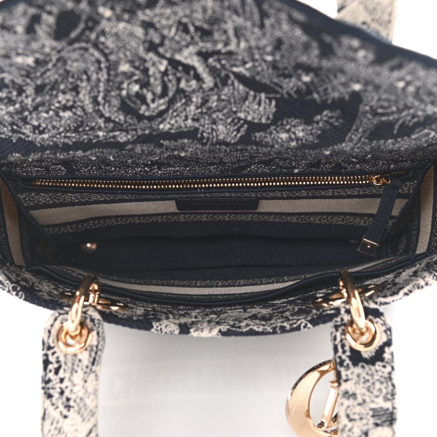CHRISTIAN DIOR Toile de Jouy Embroidered Medium Lady "D-Lite Blue" - Bagistaofficial