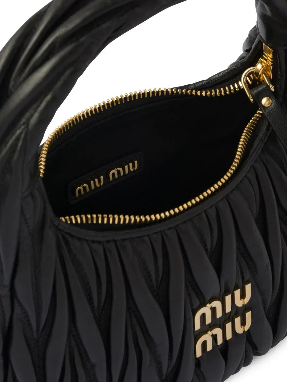 MIUMIU Wander Shoulder Bag in Matelassé Nappa Leather "Black" - Bagistaofficial