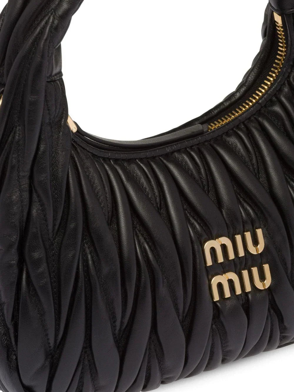 MIUMIU Wander Shoulder Bag in Matelassé Nappa Leather "Black" - Bagistaofficial