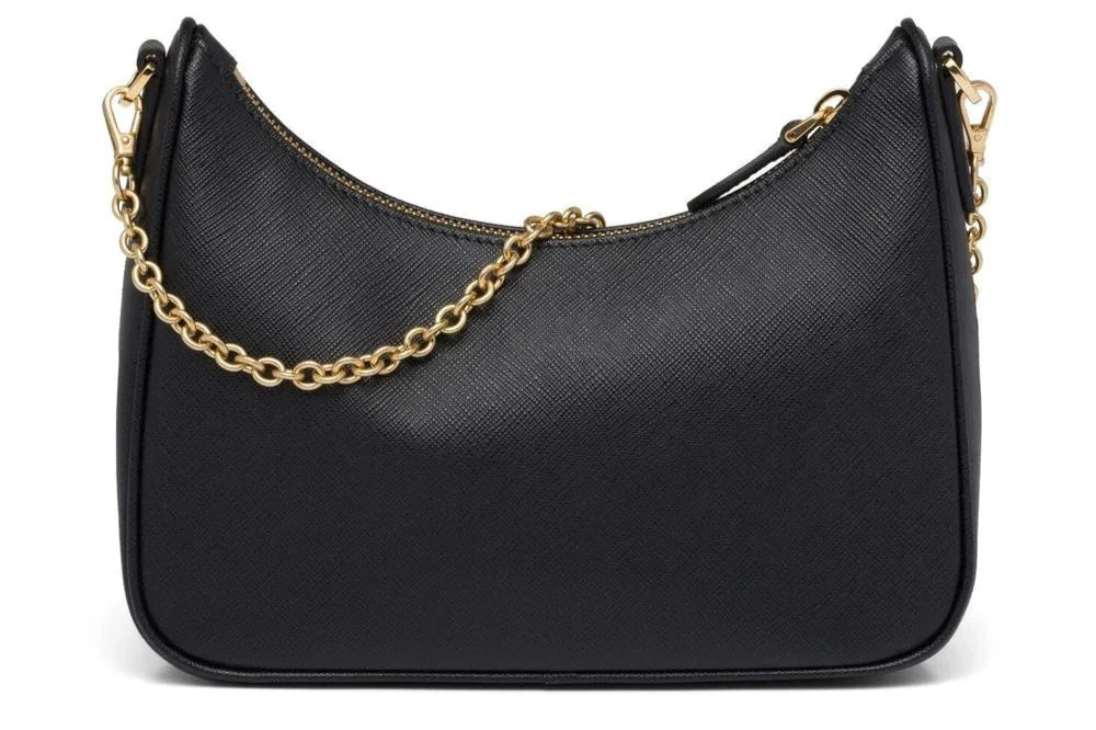 PRADA Nylon and Saffiano Leather Re-Edition 2005 Shoulder Bag "Black" - Bagistaofficial