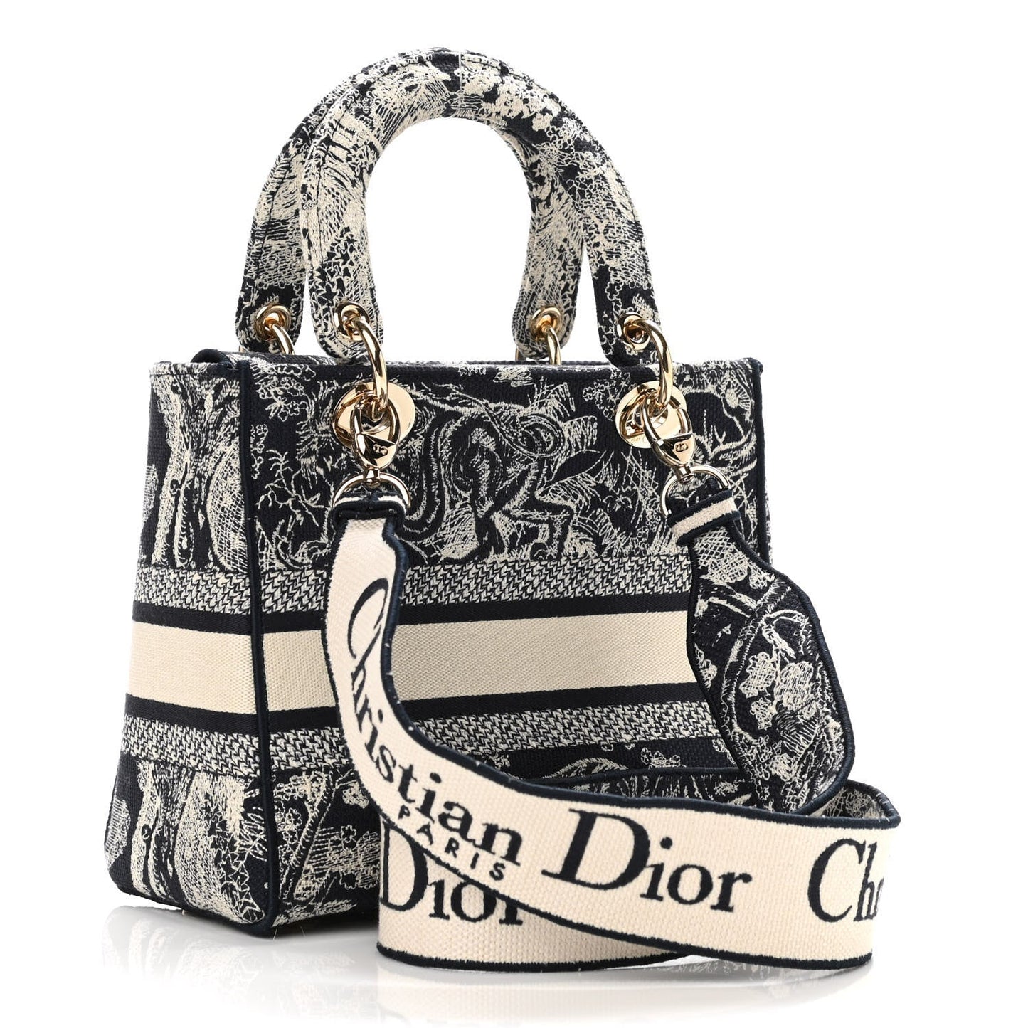 CHRISTIAN DIOR Toile de Jouy Embroidered Medium Lady "D-Lite Blue" - Bagistaofficial