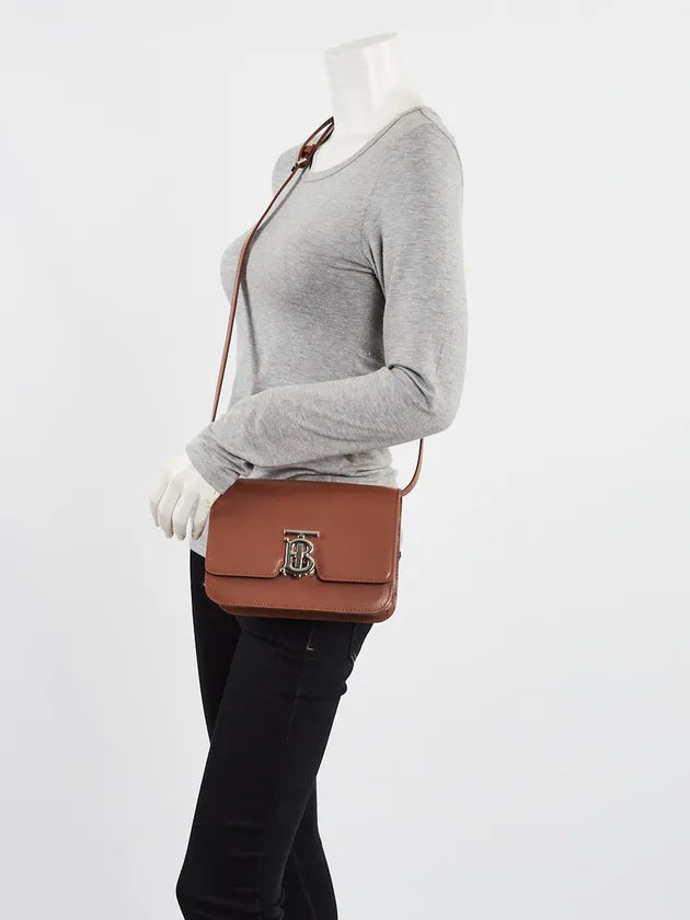 BURBERRY Mini Leather TB Cross-Body Bag "Brown"