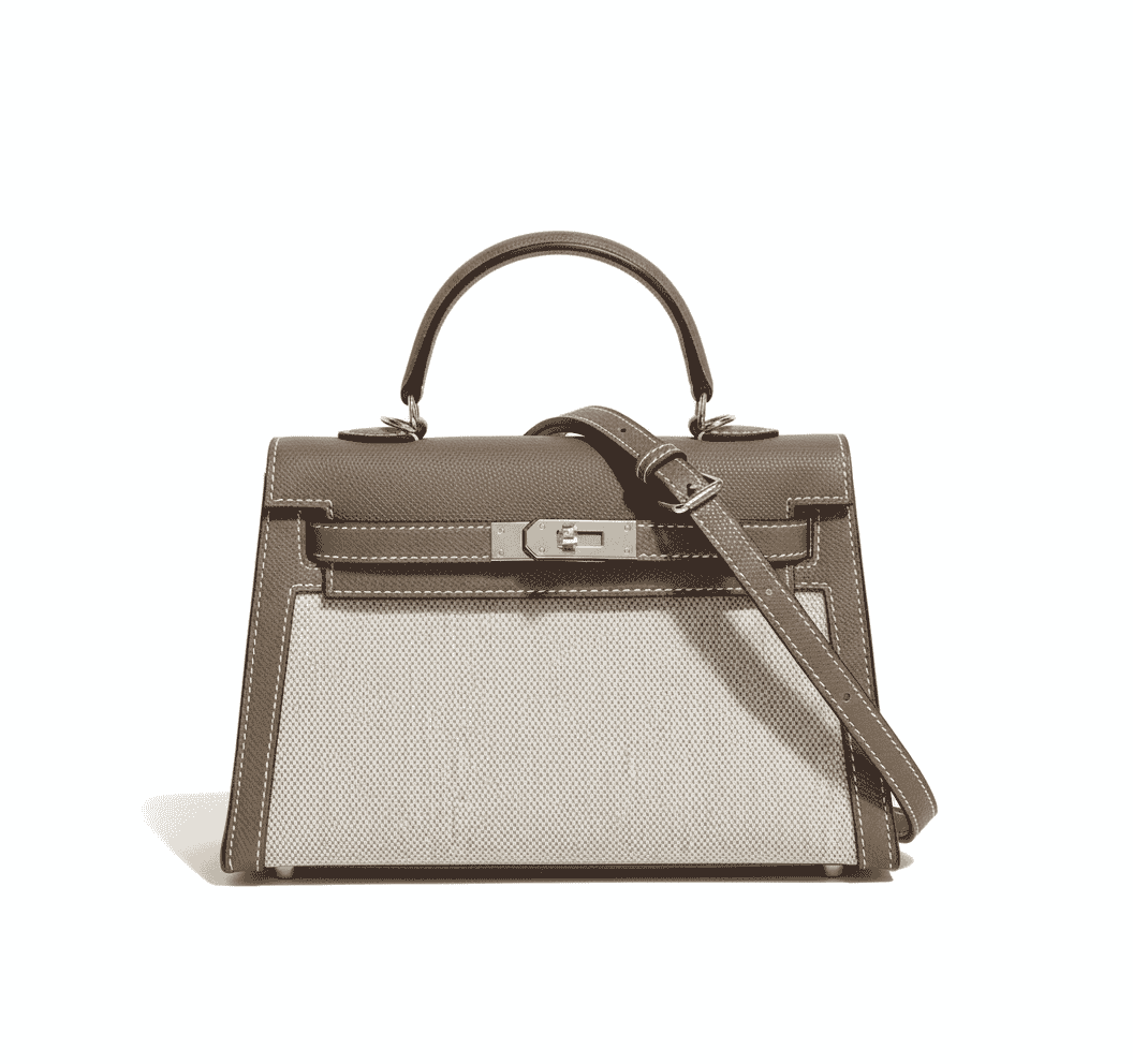 Hermes Kelly Canvas 19 Grey