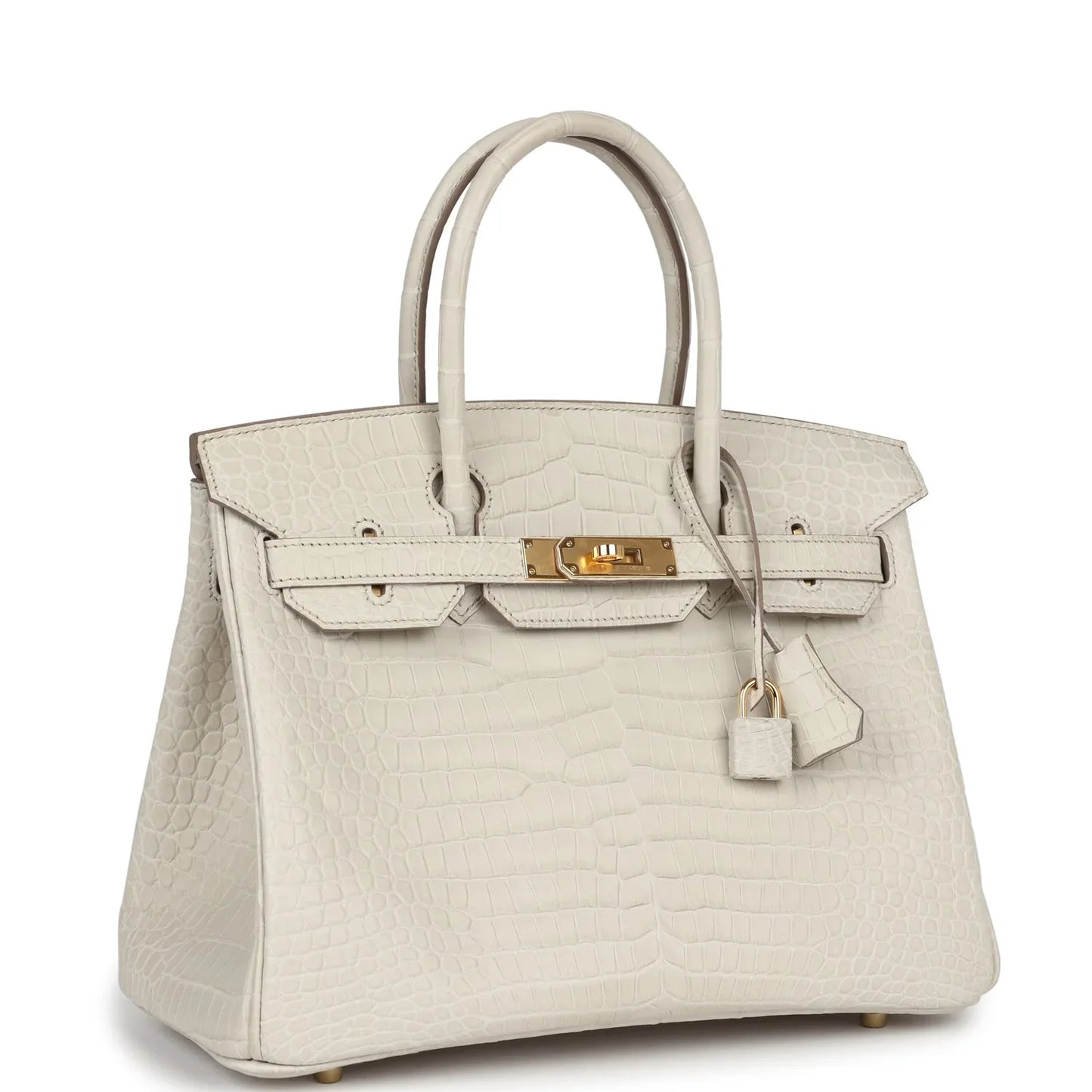 Hermes Birkin White Beton Matte Porosus Croc Effect Leather