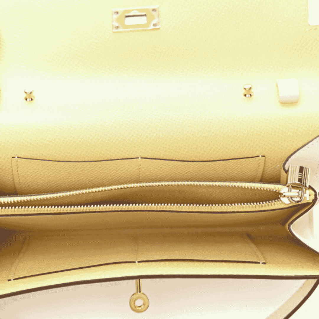 Hermes Epsom Verso Kelly Wallet To Go Nata Jaune Poussin