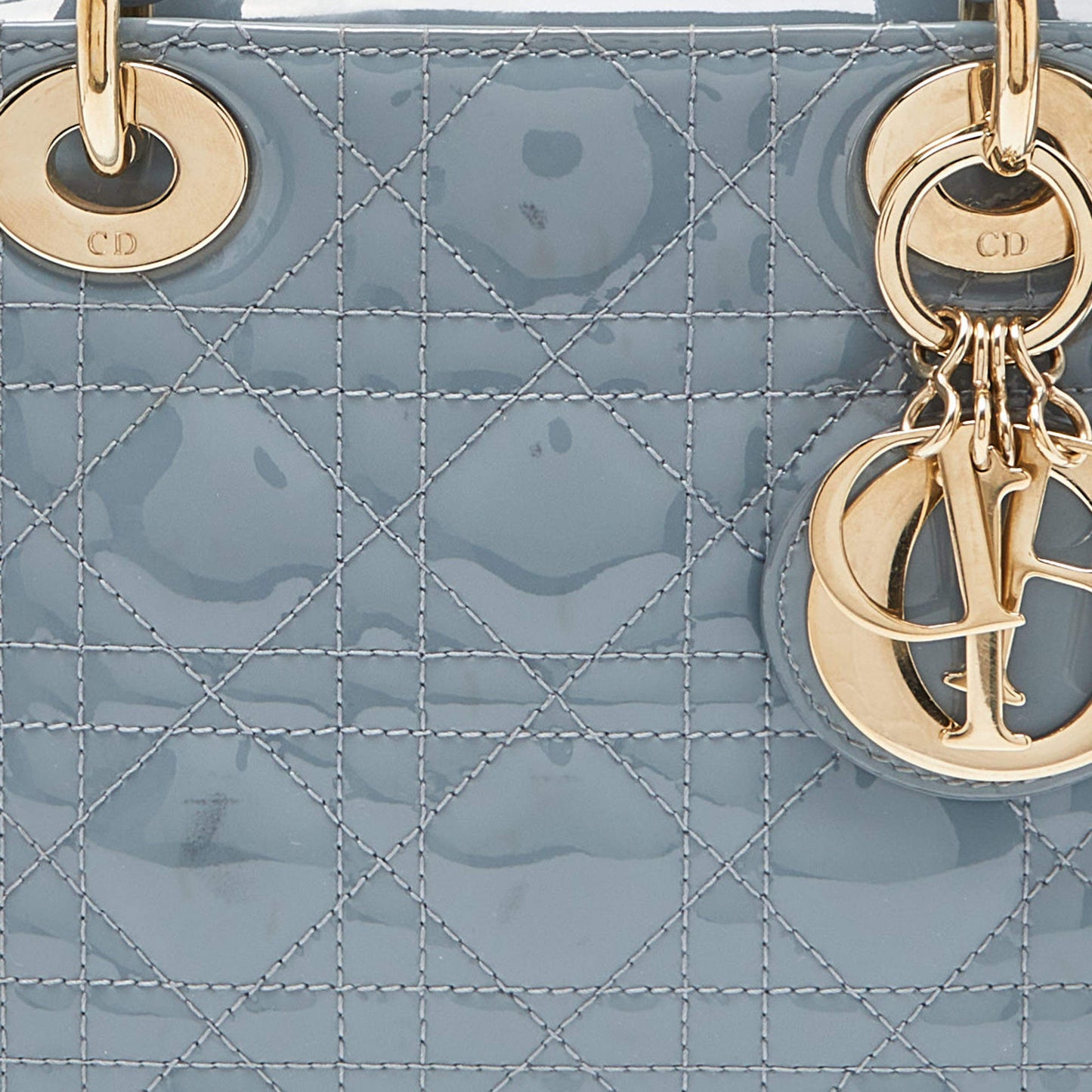 Christian Dior Cannage Patent Leather Lady Dior Sky Blue