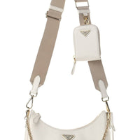 PRADA Nylon and Saffiano Leather Re-Edition 2005 Shoulder Bag "White" - Bagistaofficial