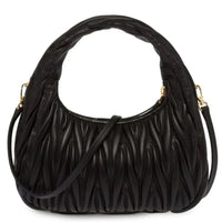 MIUMIU Wander  Shoulder Bag in Matelassé Nappa Leather "Black" - Bagistaofficial