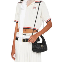 MIUMIU Wander  Shoulder Bag in Matelassé Nappa Leather "Black" - Bagistaofficial