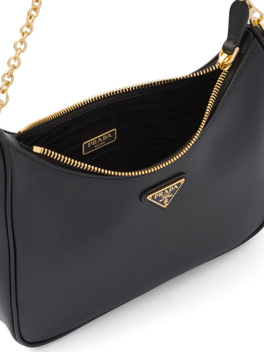 PRADA Nylon and Saffiano Leather Re-Edition 2005 Shoulder Bag "Black" - Bagistaofficial