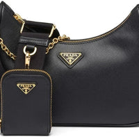 PRADA Nylon and Saffiano Leather Re-Edition 2005 Shoulder Bag "Black" - Bagistaofficial