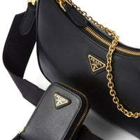 PRADA Nylon and Saffiano Leather Re-Edition 2005 Shoulder Bag "Black" - Bagistaofficial