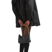 PRADA Nylon and Saffiano Leather Re-Edition 2005 Shoulder Bag "Black" - Bagistaofficial