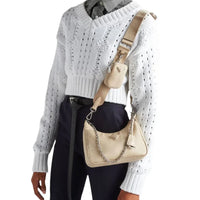 PRADA Nylon and Saffiano Leather Re-Edition 2005 Shoulder Bag "Beige" - Bagistaofficial