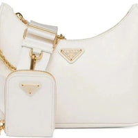 PRADA Nylon and Saffiano Leather Re-Edition 2005 Shoulder Bag "White" - Bagistaofficial