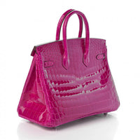 Hermes Birkin Pink Croc Effect Leather