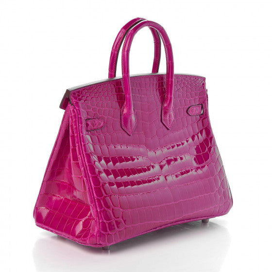 Hermes Birkin Pink Croc Effect Leather