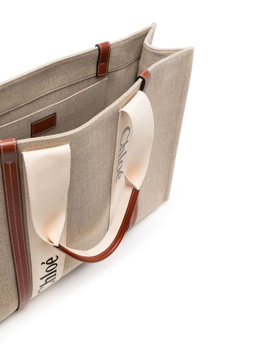 Chloé large Woody cotton tote bag - Bagistaofficial