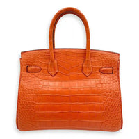 Hermes Birkin Orange Croc Effect Leather