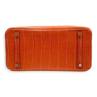 Hermes Birkin Orange Croc Effect Leather