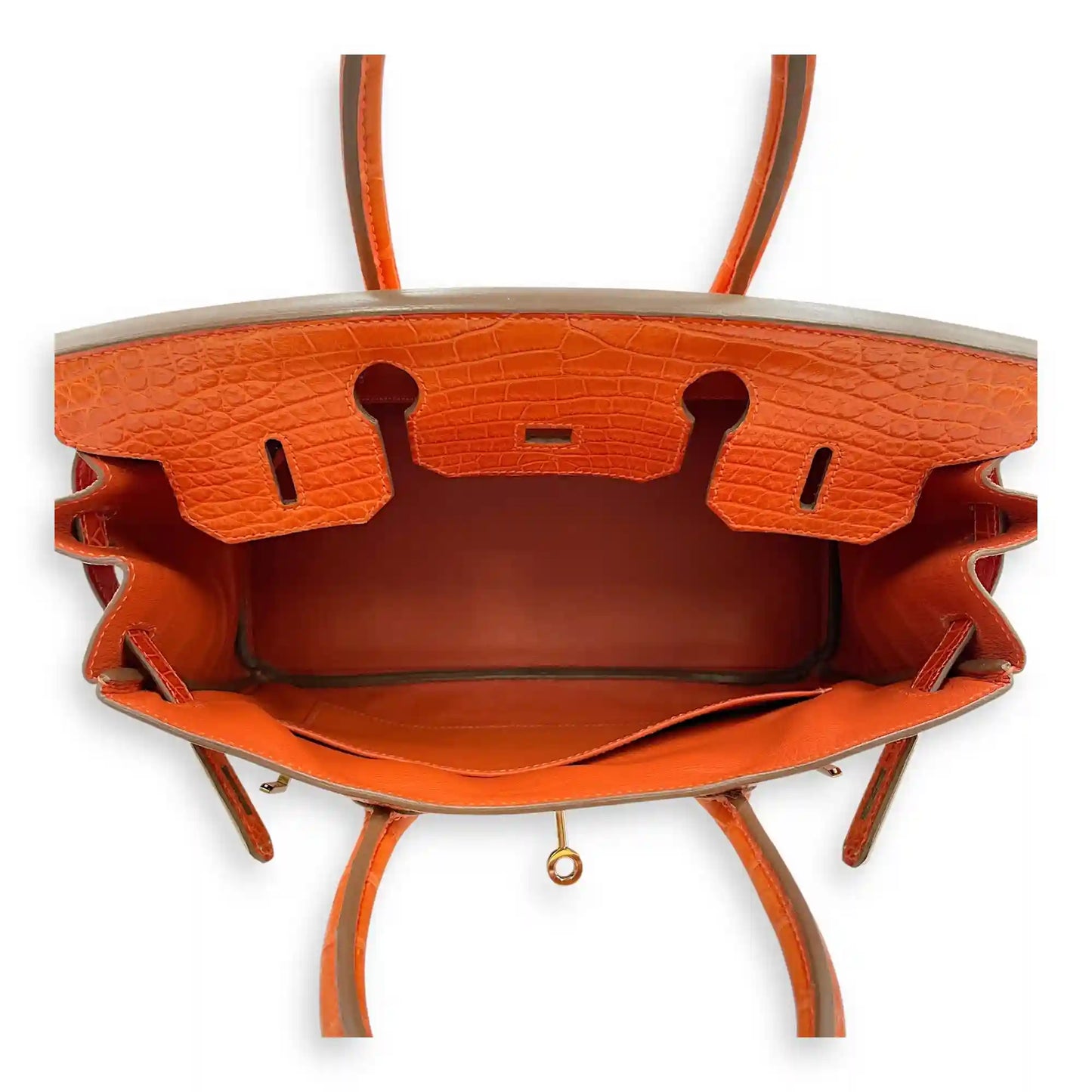 Hermes Birkin Orange Croc Effect Leather