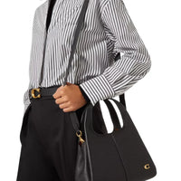 Coach Lana 23 pebbled leather shoulder bag "Black" - Bagistaofficial