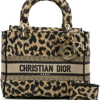 CHRISTIAN DIOR Canvas Medium Mizza Embroidered Lady D-Lite Beige Multicolor - Bagistaofficial