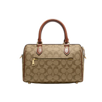 Coach Rowan Canvas With Leather Boston Bag Brown - Bagistaofficial