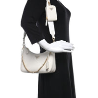 PRADA Nylon and Saffiano Leather Re-Edition 2005 Shoulder Bag "White" - Bagistaofficial