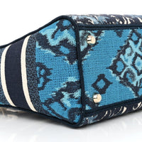 CHRISTIAN DIOR  Canvas Embroidered Palm Tree Toile De Jouy Medium Lady "D-Lite Blue" - Bagistaofficial