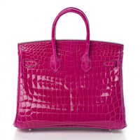 Hermes Birkin Pink Croc Effect Leather
