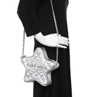 CHANEL Lambskin Quilted Walk of Fame Star Bag "Silver" - Bagistaofficial