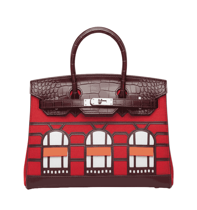 HERMES Madame Calfskin Matte Alligator Epsom Faubourg Day Birkin Sellier 20 Gold Ebene "Brown"