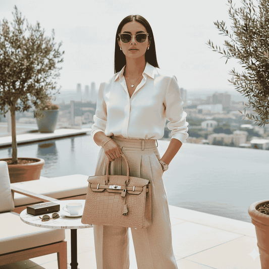 Hermes Birkin Favorite Fudge  Tourterelle Croc Effect Leather