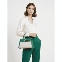 Hermes Kelly Canvas 19 Green