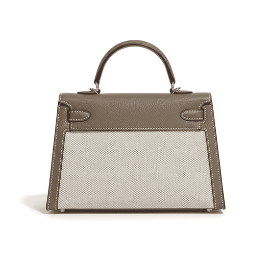 Hermes Kelly Canvas 19 Grey