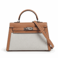 Hermes Kelly Canvas 19 Brown