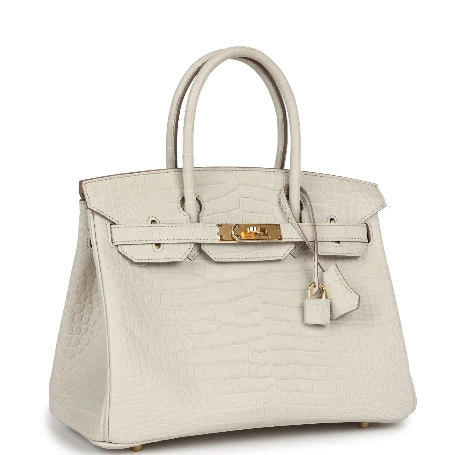 Hermes Birkin White Beton Matte Porosus Croc Effect Leather