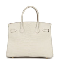 Hermes Birkin White Beton Matte Porosus Croc Effect Leather