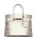 Birkin 25 Gris Tourterelle Croc Effect Leather Handbags Metal Lock Satchel Bags - Bagistaofficial