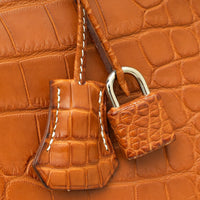Birkin 25 Brown Croc Effect Leather Handbags Metal Lock Satchel Bags - Bagistaofficial