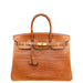 Birkin 25 Brown Croc Effect Leather Handbags Metal Lock Satchel Bags - Bagistaofficial