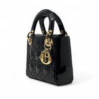 Christian Dior Patent Cannage Mini Lady Dior Black