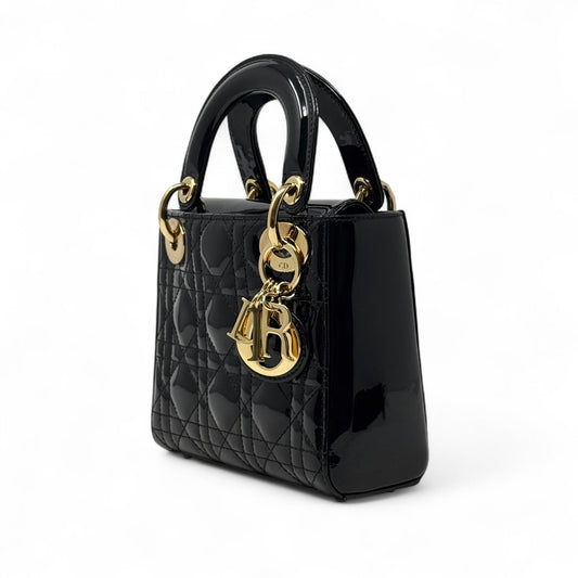 Christian Dior Patent Cannage Mini Lady Dior Black