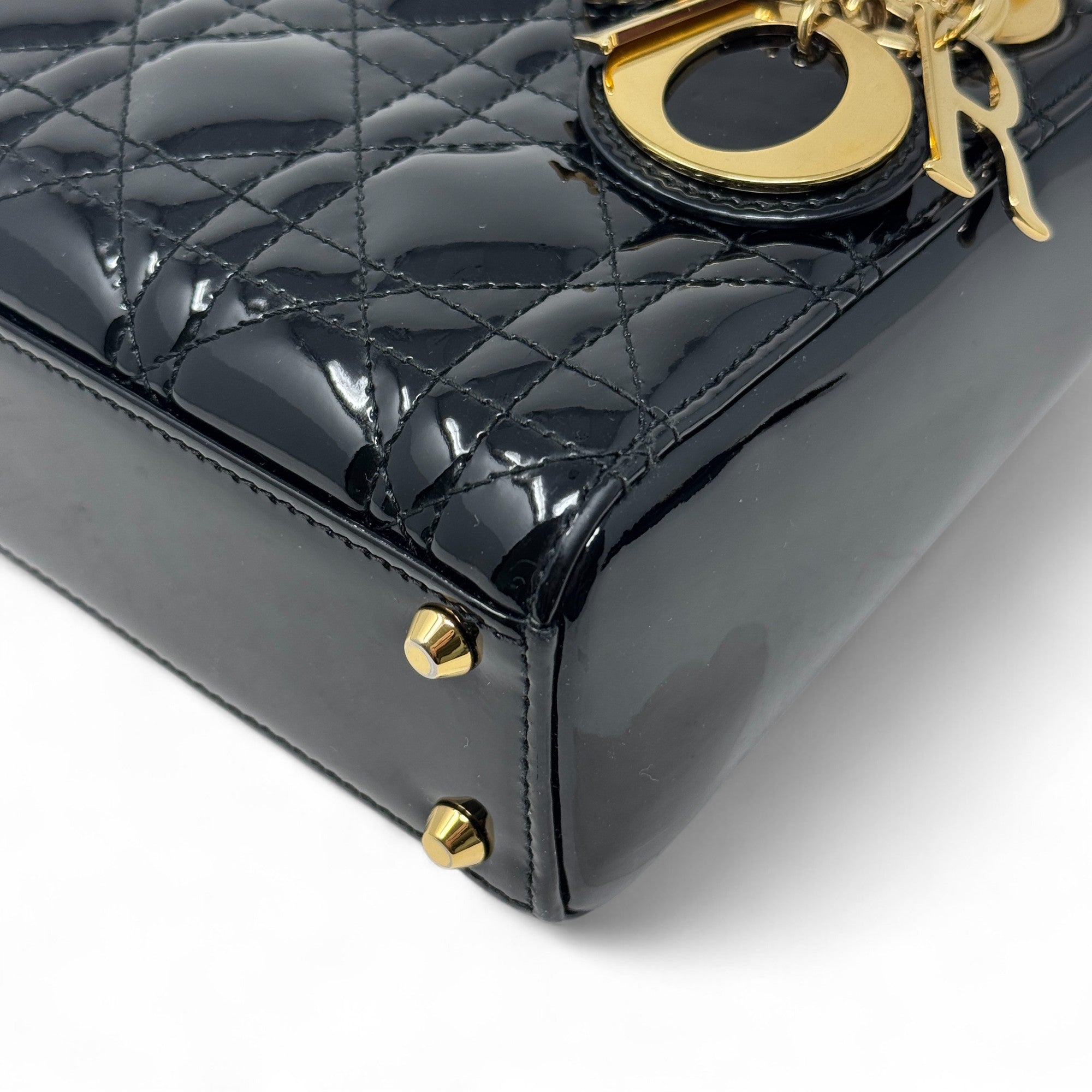 Christian Dior Patent Cannage Mini Lady Dior Black