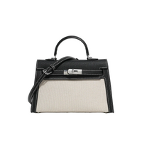Hermes Kelly Canvas 19 Grey