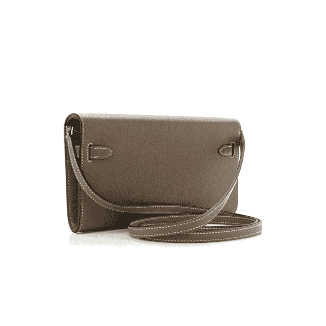 Hermes  Chevre Mysore Kelly To Go Wallet Etoupe