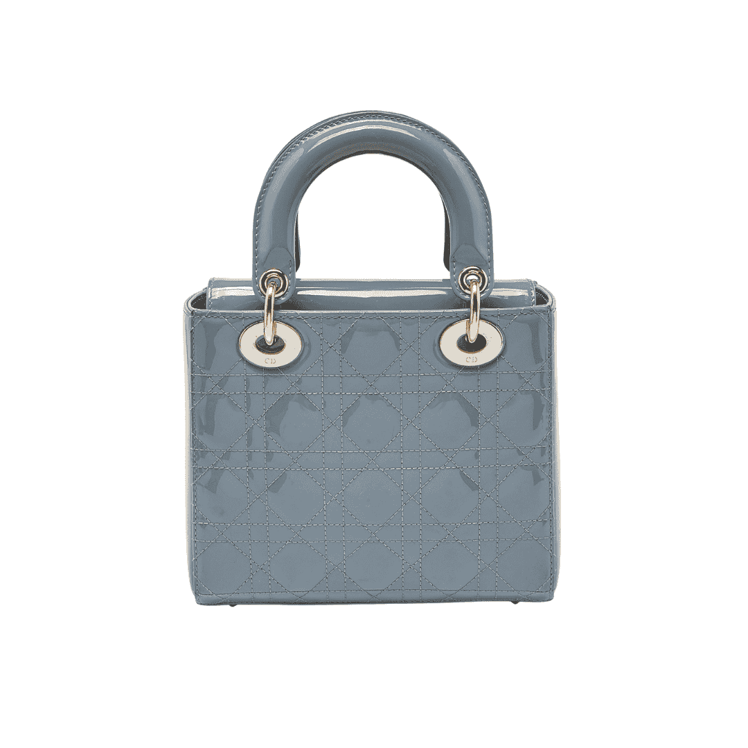 Christian Dior Cannage Patent Leather Lady Dior Sky Blue