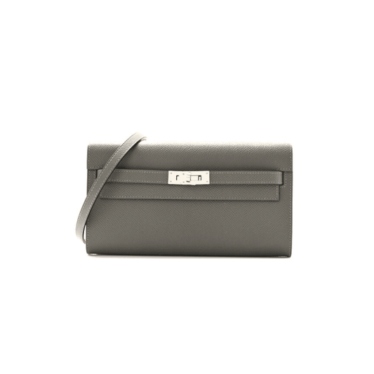 Hermes  Chevre Mysore Kelly To Go Wallet Etoupe