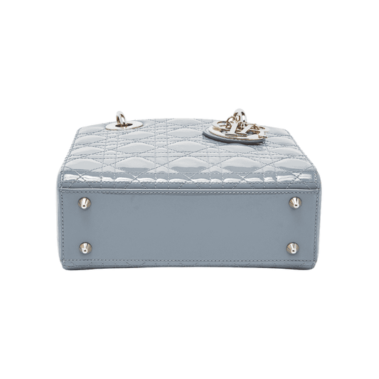 Christian Dior Cannage Patent Leather Lady Dior Sky Blue